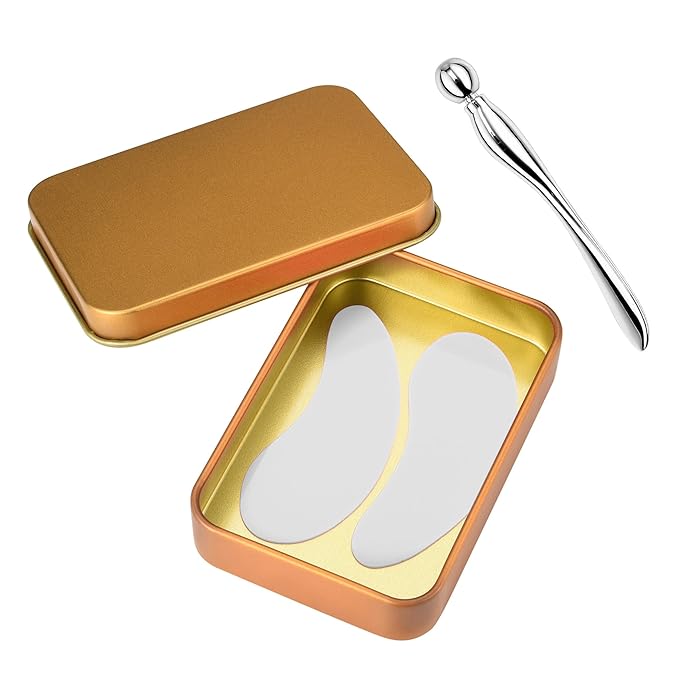 CCbeauty Reusable Under Eye Patches + Eye Cream Applicator Value Set | 100% Silicone Eye Gel Pads | Boost Hydration | Minimize Fine Lines + Wrinkles + Dark Circles | Storage Tin Included | White-BrightBean Baby