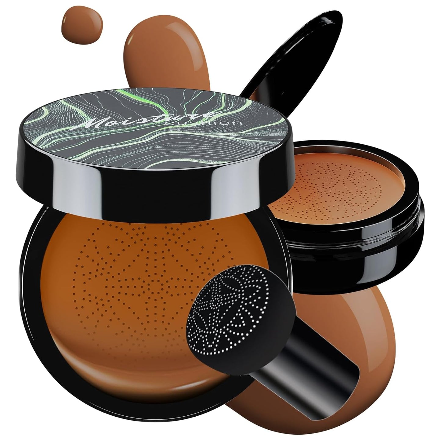 Mushroom Head Air Cushion CC Cream - BB Cream Foundation Makeup Moisturizing Concealer Long-Lasting, Cushion Foundation Full Coverage Self Adjusting for Mature Skin & All Skin Types (Deep)-BrightBean Baby