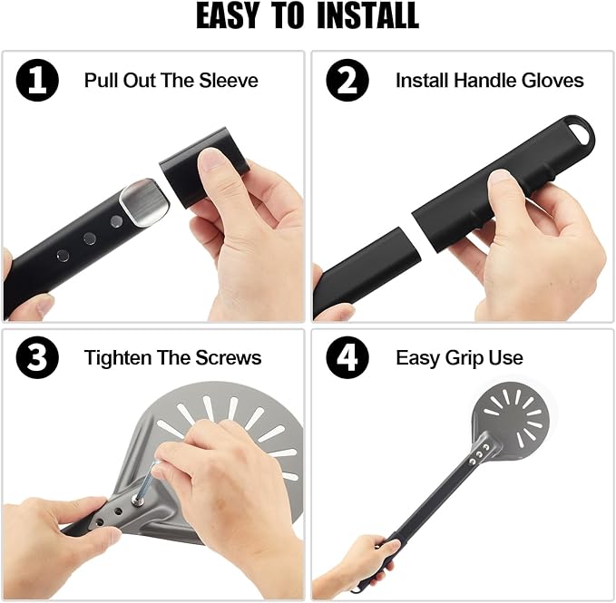 Pizza Turning Peel 6 Inch Round Anodized Aluminum Perforated Pizza Peel Turner With Metal Handle Pizza Paddle Spinner For Outdoor Pizza Oven Accessories