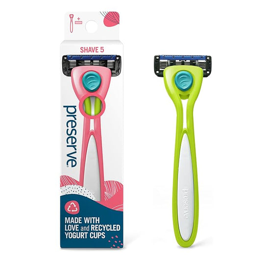 Preserve Shave 5 Five Blade Refillable Razor, Made from Recycled Materials, Key Lime