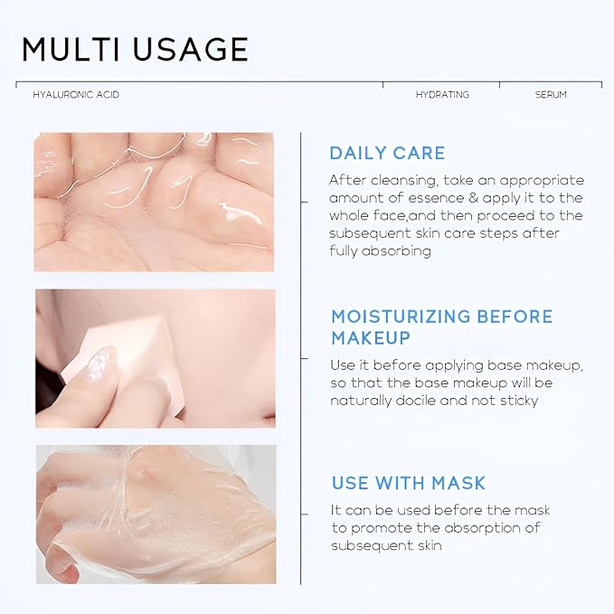 Hyaluronic Acid Serum for Face, Hydrating Face Serum for Dry Skin W/Hymagic-4D, Squalane, Vitamin C & E for Plumping, Hydrating & Anti-Aging Serum, Skin Care, 1.06fl.oz, Pack of 2-BrightBean Baby