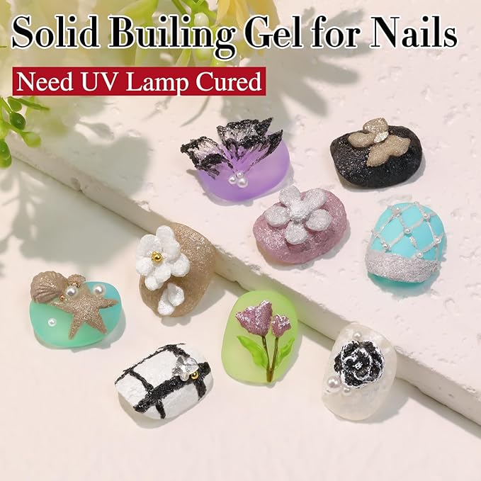 Double Rhythm 3D Nail Gel Solid Sculpting Gel for Nail Art Non-Sticky Hard Gel for Building Carving Molding Nail Extension Soak Off UV/LED Salon Home DIY 0.5 Oz (Gypsum White)-BrightBean Baby