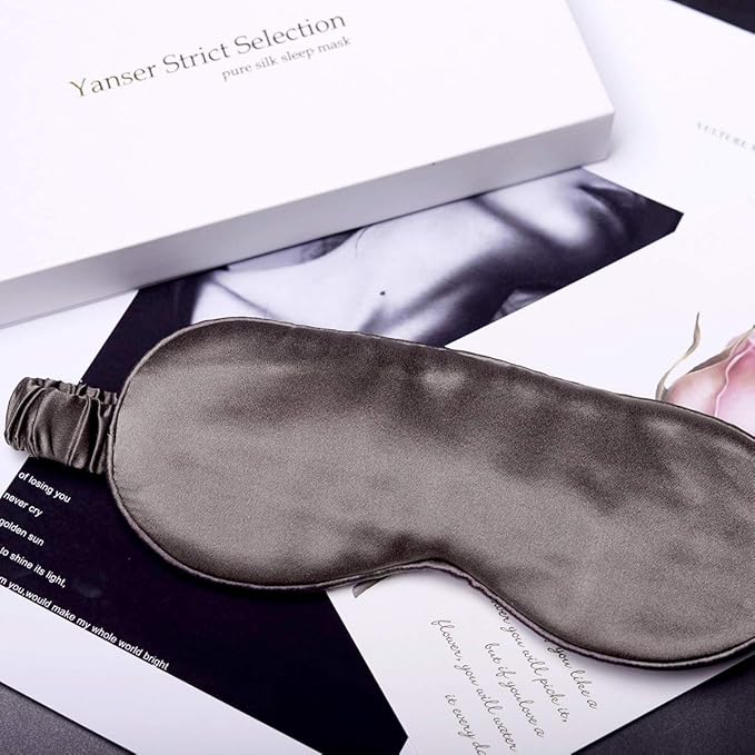 Silk Sleep Mask Light Blocking Luxury 100% Mulberry 19mm Silk Eye Mask Eye Cover Blindfold Ultra Soft Light & Comfy Anti Aging Skin Care with Travel Bag Gift Package-BrightBean Baby