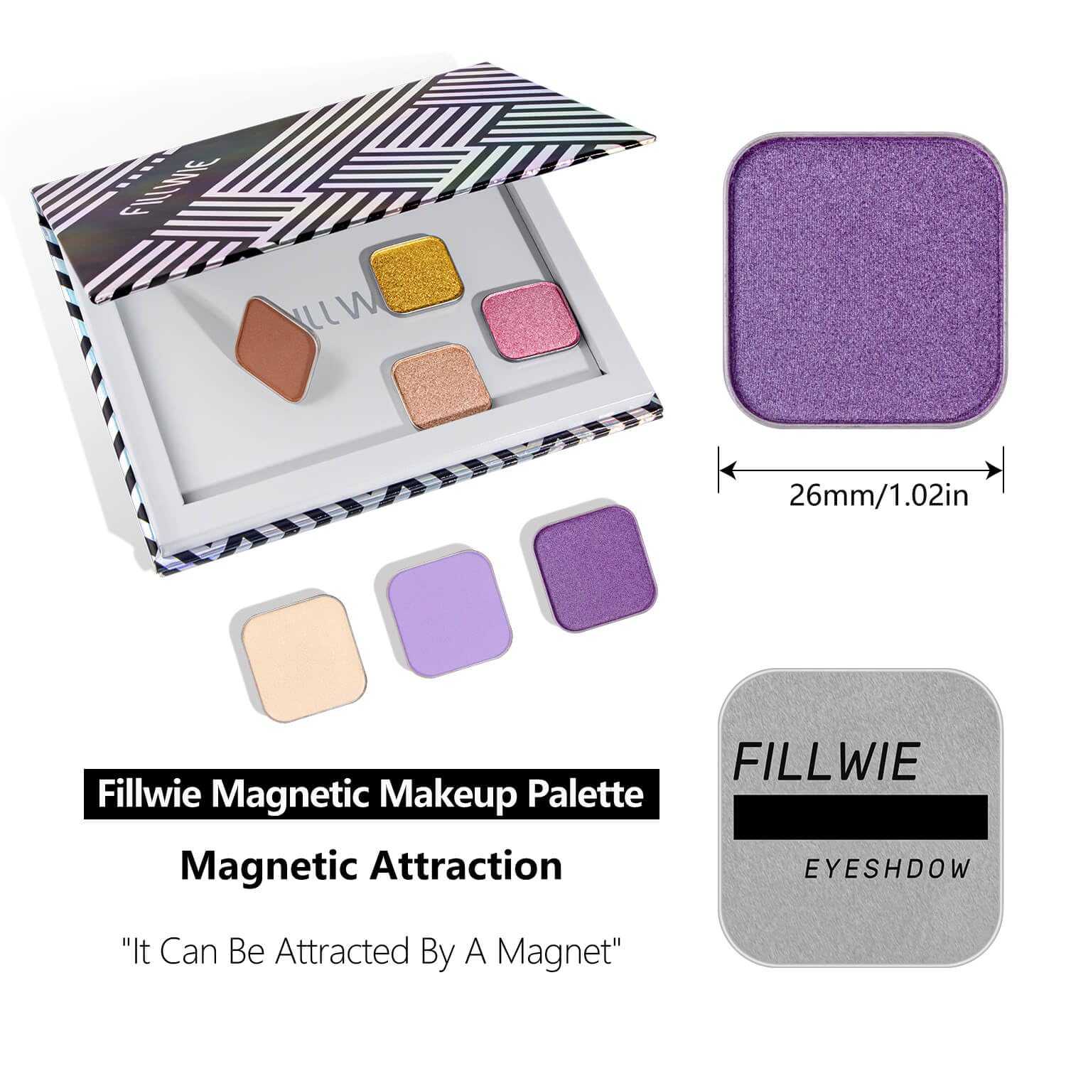 Single Purple Eyeshadow Matte Shimmer Finish Soft Texture High Pigment Long Lasting Magnetic Refill for DIY Eyeshadow Palette (Amethyst)-BrightBean Baby