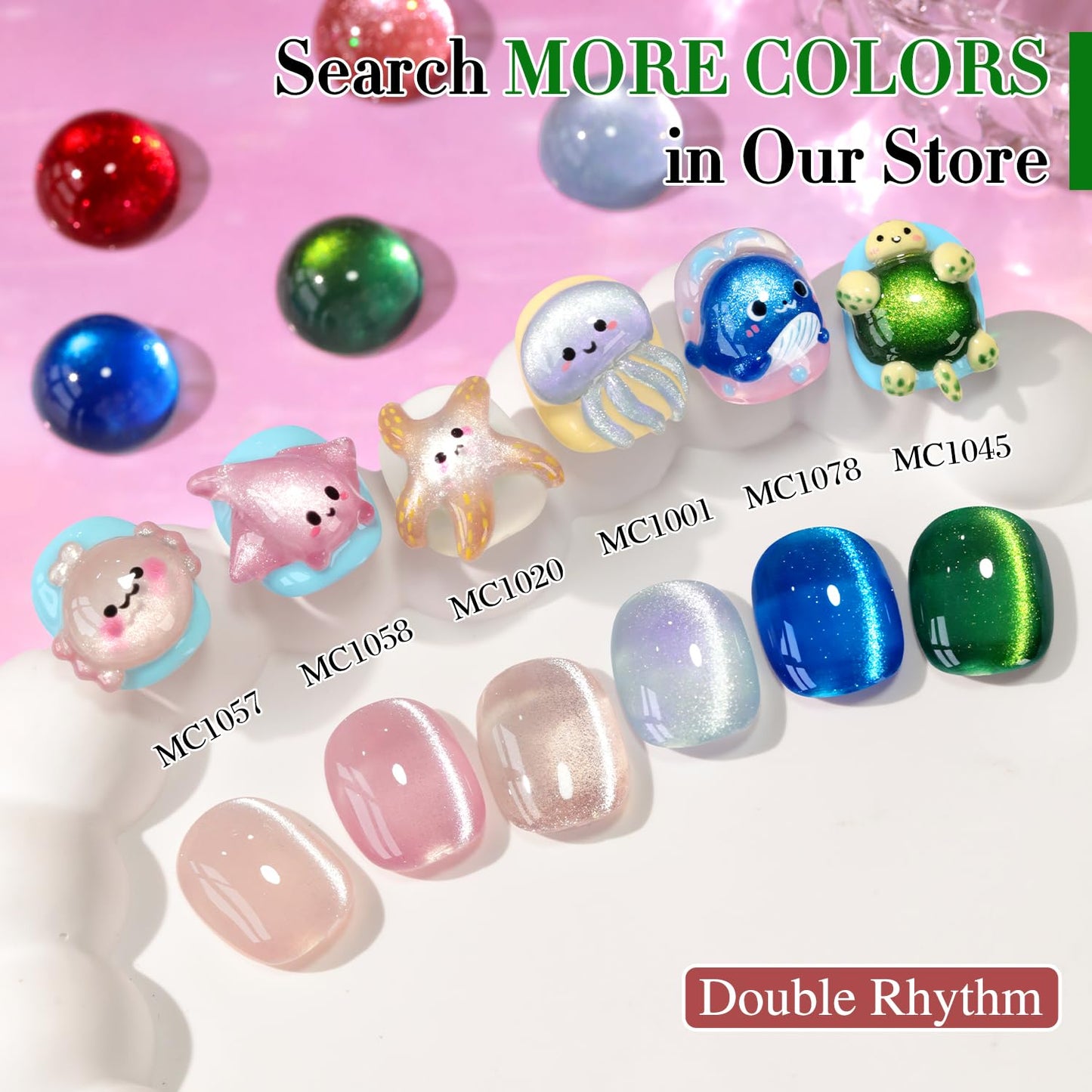 Double Rhythm Cat Eye Gel Polish with Magnet 15ML Holographic Glitter Shimmer Translucent Sheer Color Glass Magnetic Gel Polish Salon DIY at Home (Dark Green-MC1045)-BrightBean Baby