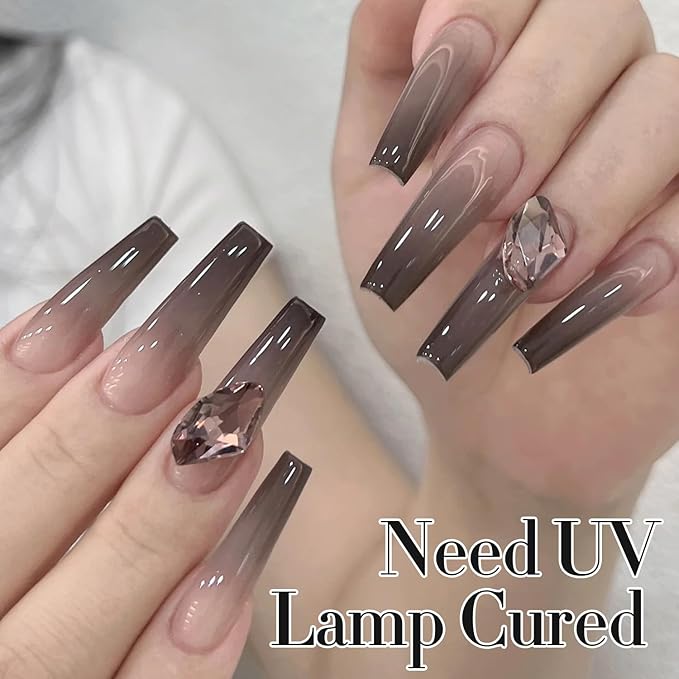 Double Rhythm 0.5Oz Translucent Gel Polish Sheer Neutral Natural Light Milky Same Color Same Bottle 15ML Jelly Gel Polish Nail Art DIY at Home (Black-A1366)-BrightBean Baby