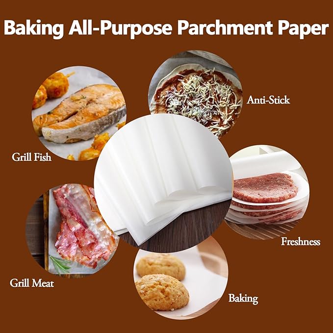 200PCS Thickened Precut Parchment Paper Sheets, 12×16 In Heavy Duty Non-Toxic & Unbleached Parchment Baking Paper for Baking, Grilling, Non-Stick & Comes in Convenient Packaging, Brown