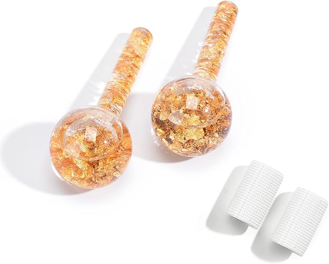 Ice Cryo Sticks Facial Globe with Golded Essence- 2PC Cooling Globes for Cold or Hot Skin Massagers, Face Globe for Skin Care Routine-BrightBean Baby