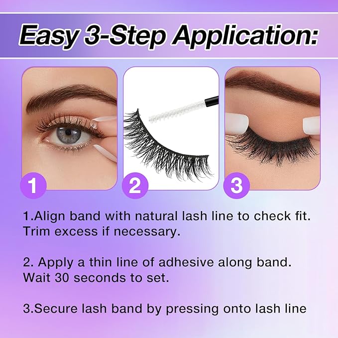 Wispy False Eyelashes Kit With Bond, Seal and Tweezer, 7 Pairs Natural Look Fake Cat Eye Lashes Strips Thin Band Extensions Waterproof Easy Eyelashes for Beginners DF2-BrightBean Baby