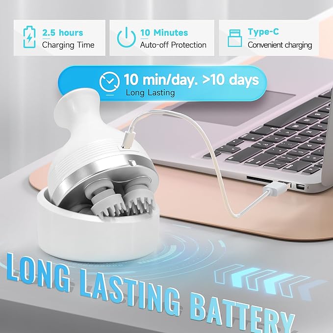 Electric Scalp Massager, Cordless Hair Scalp Massager Portable with 4 Vibration Comb for Hair Growth, Deep Cleansing and Stress Relaxation-BrightBean Baby