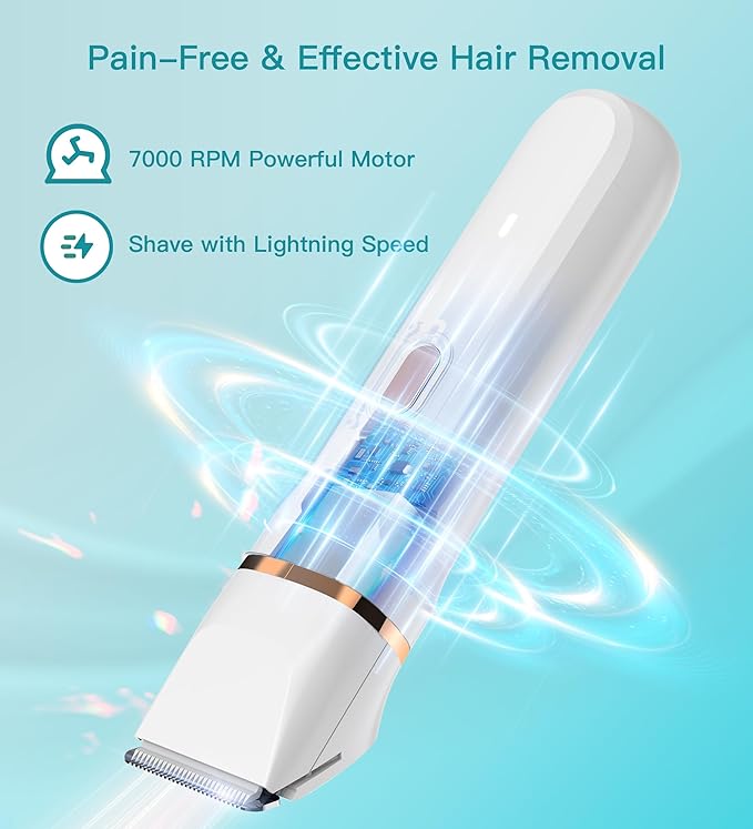 Bikini Trimmer for Women, 3in1 Electric Razor for Women with Facial Trimmers & Intimate Shaver for Sensitive Skin, Waterproof Wet & Dry Use Rechargeable Pubic Hair Trimmer Removal-BrightBean Baby