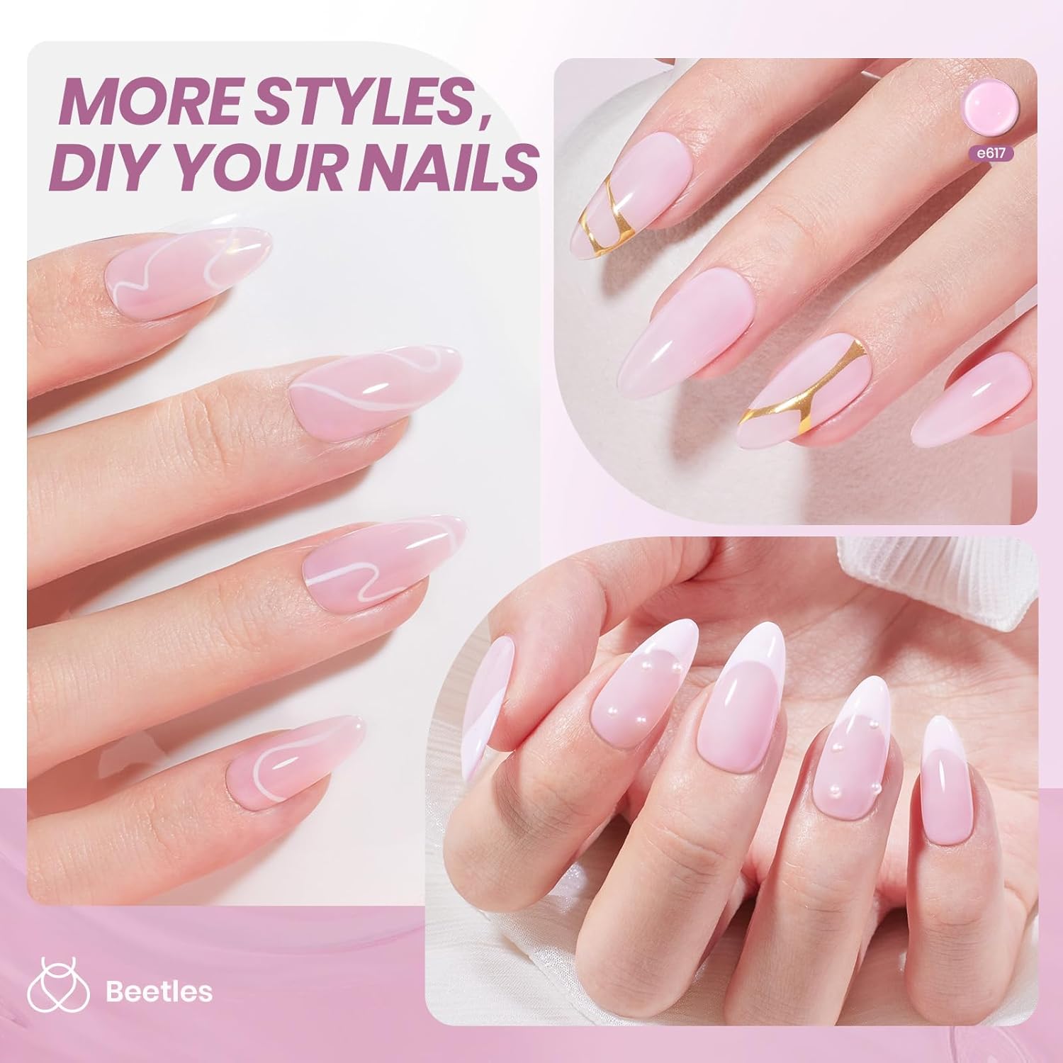 Beetles Nude Gel Nail Polish - 15ml Nude Purple Jelly Gel Polish Neutral Nail Polish Nail Concealer Sheer Translucent Effect Soak Off UV French Nail Art Manicure Salon DIY Gifts for Women-BrightBean Baby