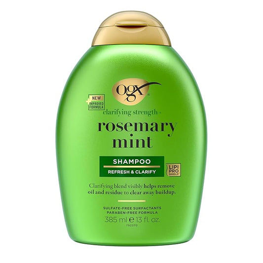 OGX Clarifying Strength + Rosemary Mint Shampoo, Clarifying Shampoo for Oily Hair Visibly Helps Remove Oil & Residue to Clear Away Buildup, Sulfate-Free Surfactants, 13 fl. oz-BrightBean Baby