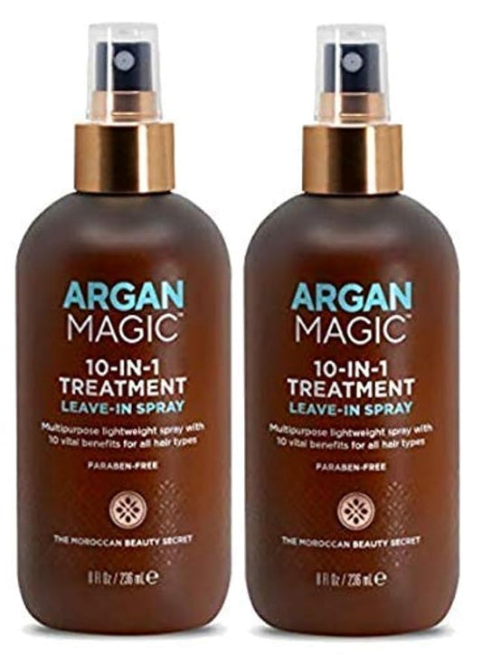 Argan Magic Hair Treatment & Stylizing Spray, 10 in 1, Made in USA, Paraben Free, Cruelty Free - 8 oz (2 Pack)-BrightBean Baby