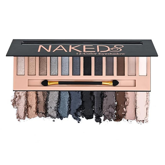 BestLand 12 Colors Makeup Smoky Eyeshadow Palette Natural Nude Matte Shimmer Glitter Pigment Eye Shadow Pallete Set Black Eye Shadow Halloween Make Up for Women (Color E Smokey)-BrightBean Baby