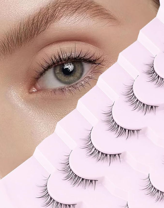 Onlyall Natural Lashes Short Eyelashes Wispy Lashes Natural Look Soft False Eyelashes False Eye Lashes Faux Mink Eyelashes 7 Pairs D2-BrightBean Baby