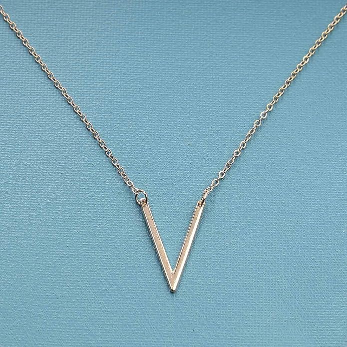 Letter V Pendant Necklace Monogram Necklace Choker Minimalist Initial V Necklace Simple Everyday Necklace Chain Jewelry for Women-BrightBean Baby