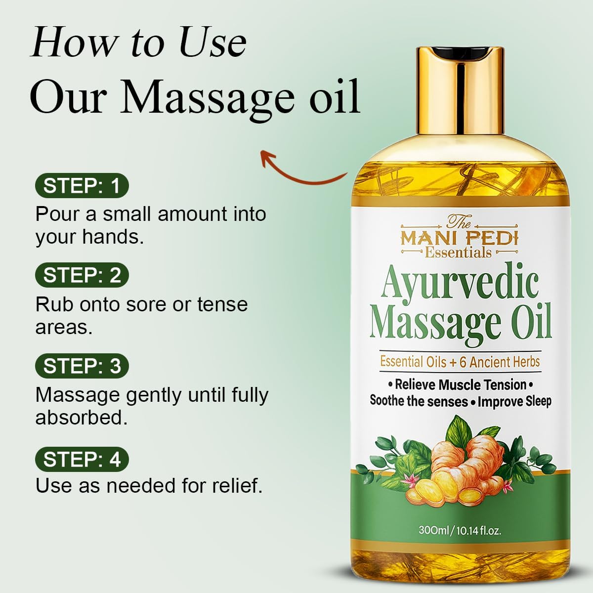 Ayurvedic Massage Oil enriched with Clove, Almond, Lemongrass & Lavender Oils & 6 Ancient Herbs. Relieves Muscle Tensions, Calms Nerves, Soothes. 100% Natural 300ml-BrightBean Baby