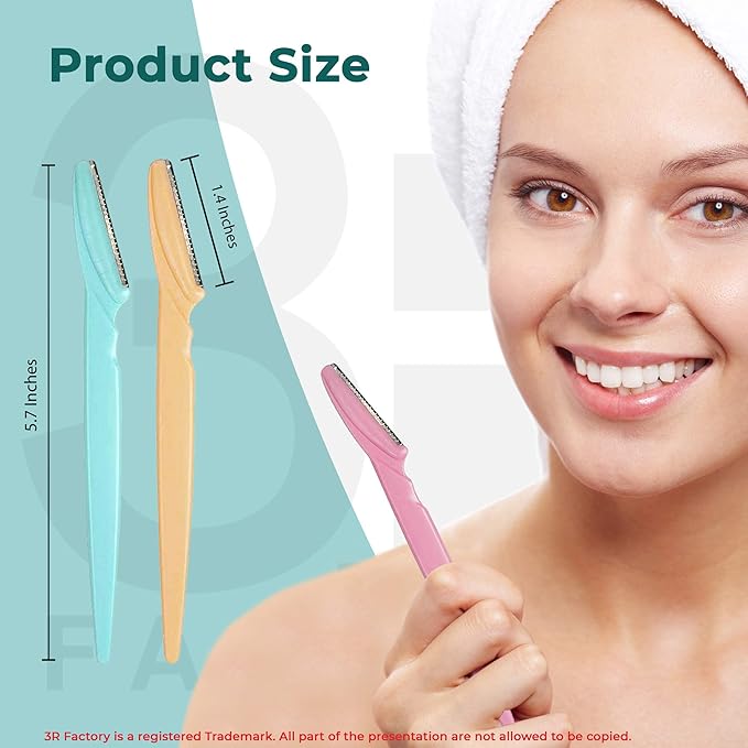 Womens Peach Fuzz Shaver - 3R Factory Ladies Razors for Facial Hair, Face Shaving Razor, Lady Razors for Women Fine Hairs, Eyebrow, Facial & Neck. Come with Safety Cover (Packs of 6)-BrightBean Baby