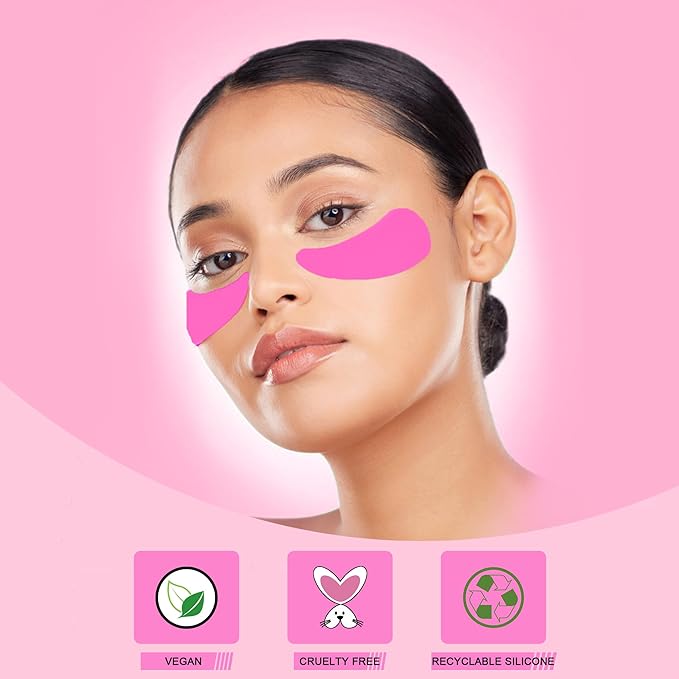 CCbeauty Reusable Under Eye Patches + Eye Cream Applicator Value Set | 100% Silicone Eye Gel Pads | Boost Hydration | Minimize Fine Lines + Wrinkles + Dark Circles | Storage Tin Included | Mango-BrightBean Baby