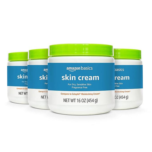 Amazon Basics Ultra Moisturizing Skin Cream for Dry & Sensitive Skin, Dermatologist Tested, Fragrance Free, 16 Ounce (Pack of 4) (Previously Solimo)-BrightBean Baby