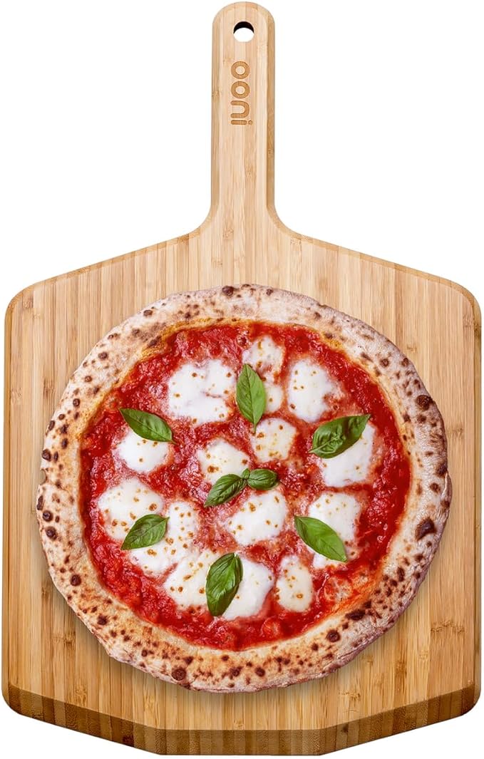 Ooni 12” Bamboo Wood Pizza Peel –12 Inch Pizza Spatula Paddle, Wooden Pizza Cutting Board, Pizza Oven Accessories
