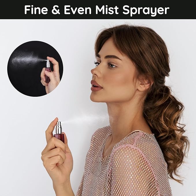 Segbeauty 5pcs Travel Refillable Atomizer, 10ML Empty Sprayer for Perfume, Mini Portable Glass Spray Bottle Dispenser for Cosmetic Accessories, Outgoing Travel Essentials-BrightBean Baby