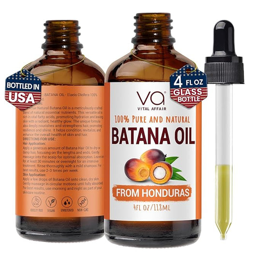 Batana Oil-Hair Growth Oil-4 Fl Oz-Glass Bottle-Cold Pressed-100% Raw-Dr Sebi Recommended-Essential Nutrients-For Women & Men-BrightBean Baby