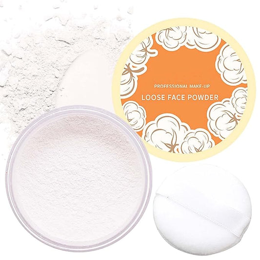 Oil Control Loose Face Powder,Translucent Setting Powder With a Powder Puff Long Lasting Makeup Covering Blemishes Brightens Skin Tone,Natural Matte Loose Powder for Women（1）-BrightBean Baby