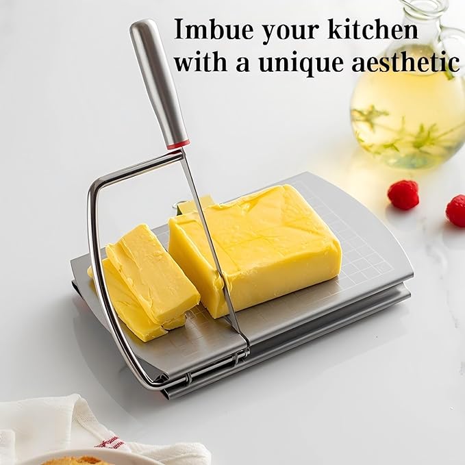 Cheese Slicer Stainless Steel Cheese Slicer with Measurement Scale - for Ham, Butter & Cheese Division