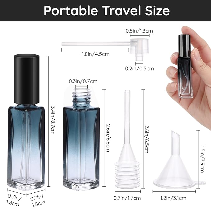 Segbeauty Travel Perfume Bottle Refillable, 5pcs 10ML Mini Glass Perfume Containers with Funnel and Pipette, Empty Portable Leak-proof Fragrance Bottles Spray Atomizer Pump Bottle Kit for Toiletries-BrightBean Baby