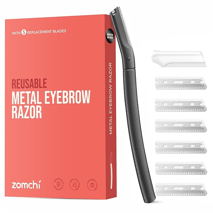 ZOMCHI Eyebrow Razor, Face Razors for Women&Men, Eyebrow Trimmer Shaper with Precision Cover,Facial Shaver with 6 Blades (Black)-BrightBean Baby