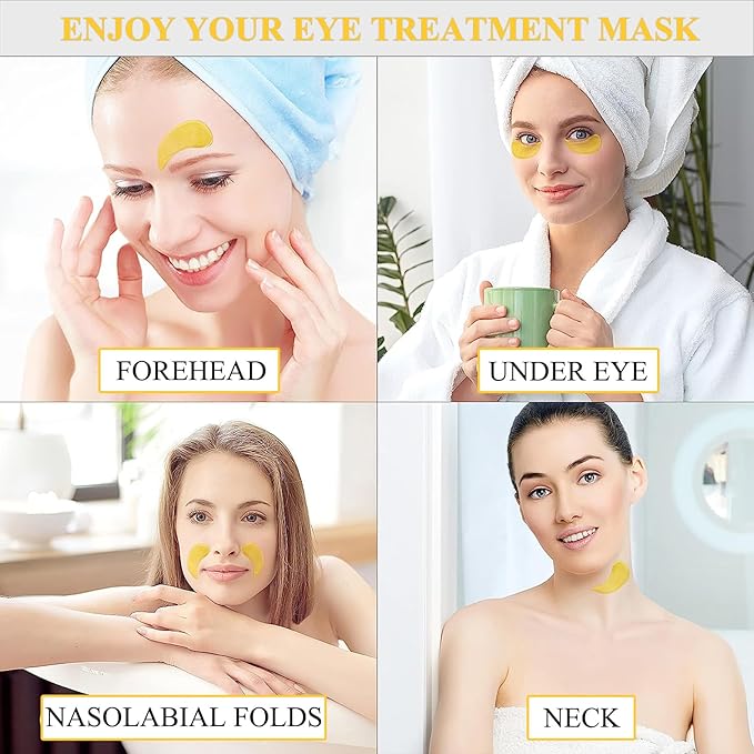 24k Gold Under Eye Patches, Eye Masks for Puffy Eyes 60 pcs, for Dark Circles and Puffiness, Hydrating Eye Mask Skincare, Eye Gel Pads for Eye Bags and Wrinkles Under Eye Treatment-BrightBean Baby