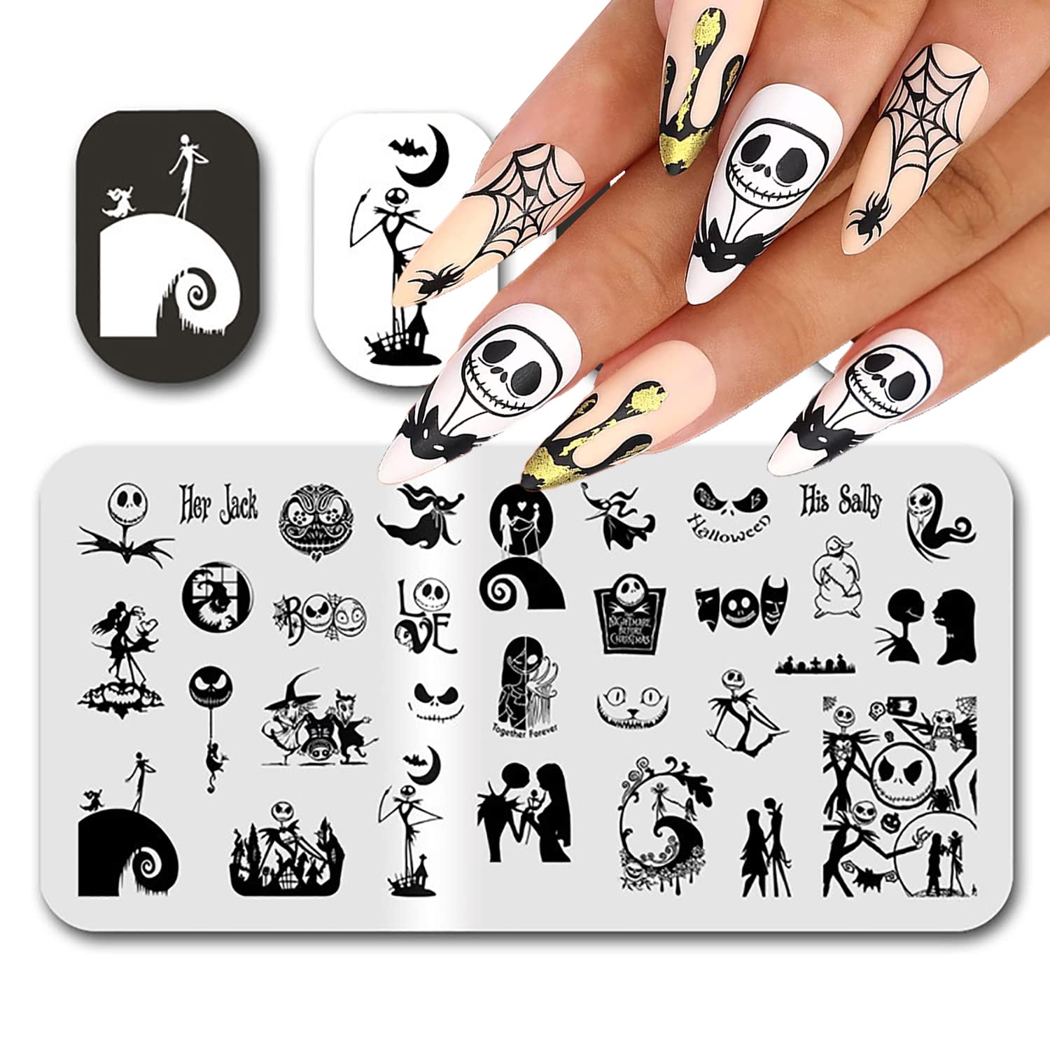 Halloween Nail Stamping Plate Nightmare Before Christmas Nails Stamping Kit The Day of Dead Ghost Holiday Nail Stamping Plate Nail Stamper Kit for Women Girls DIY Salon-BrightBean Baby