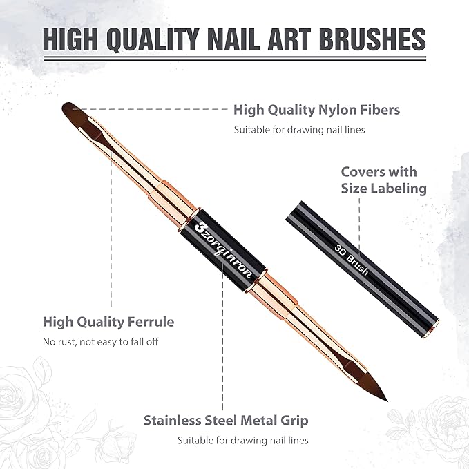 Nail Art Bushes Set, Professional 5Pcs Double-Ended Nail Brush Kit for Details, Long Lines, Ombre & 3D Design-Perfect for DIY Manicures & Salons (Black)-BrightBean Baby