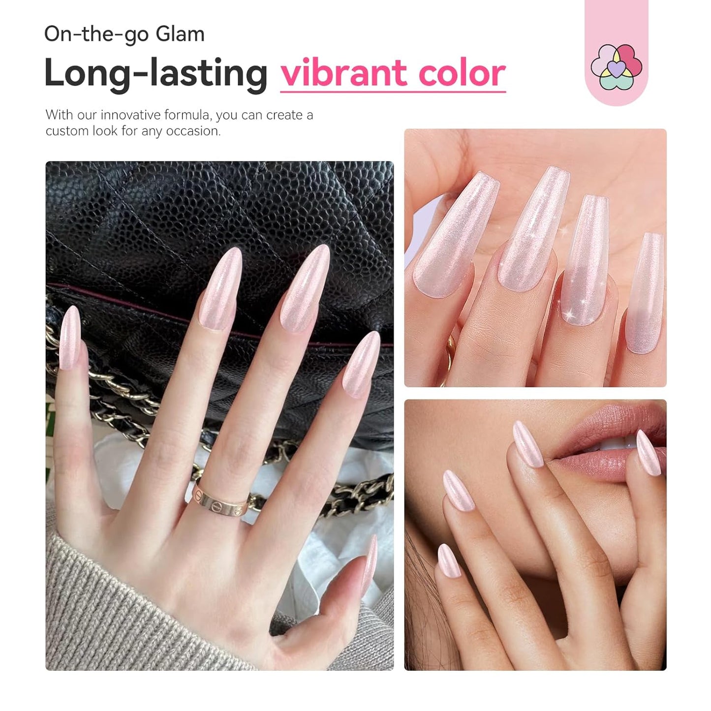 SAVILAND Color Artistry Pearl Pink Nail Polish: 7 Days Shimmer Aurora Finish Fingernail Polish Quick Dry Glitter Pink Fingernail Polish Regular Bulk Toe Nail Lacquer Non Gel DIY Home Women Manicure-BrightBean Baby