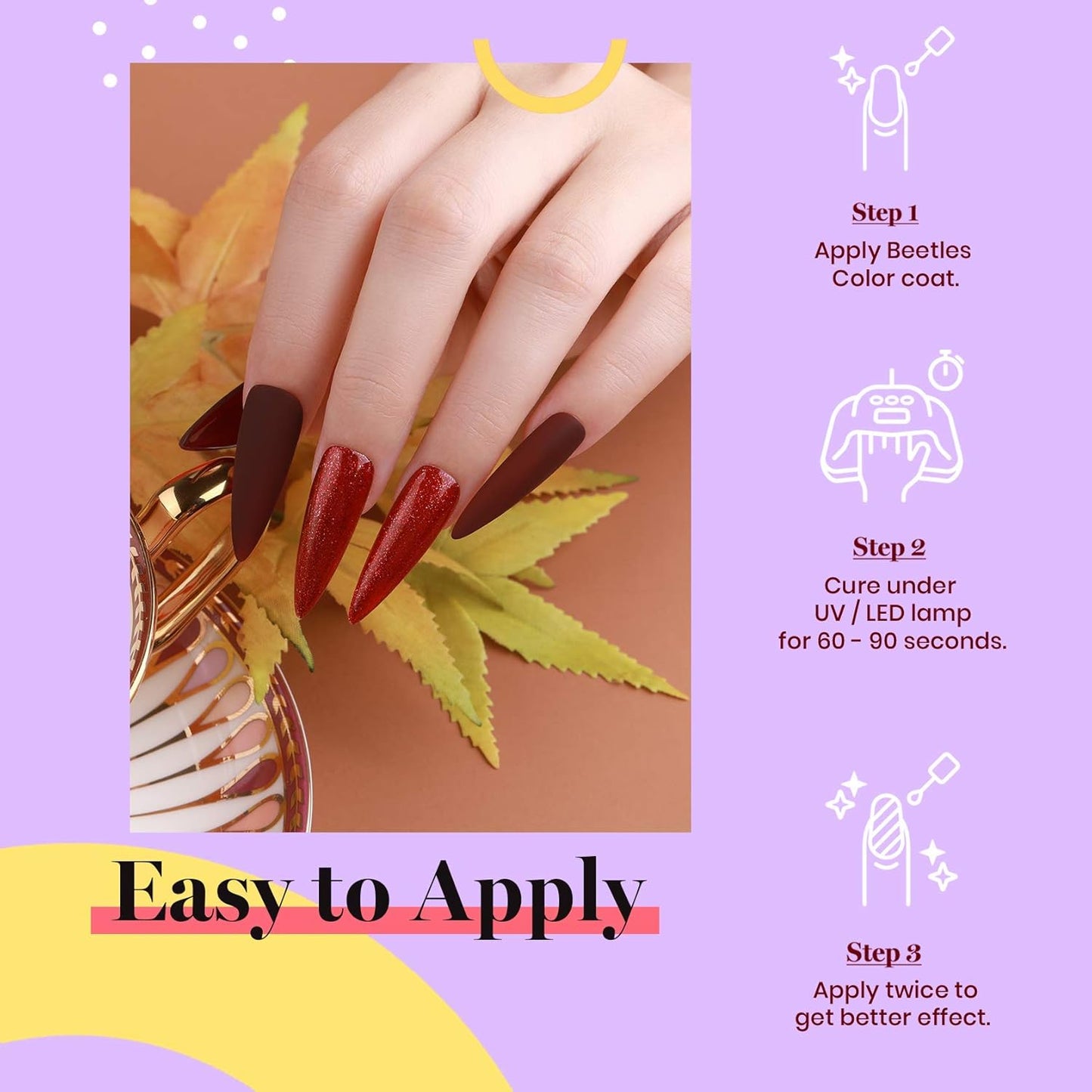 Beetles Burgundy Red Gel Polish – Blanchett Maroon Gel Nail Polish, 15ml Dark Plum Red Color UV Lamp Soak Off Manicure DIY at Home Nails Gifts for Women-BrightBean Baby