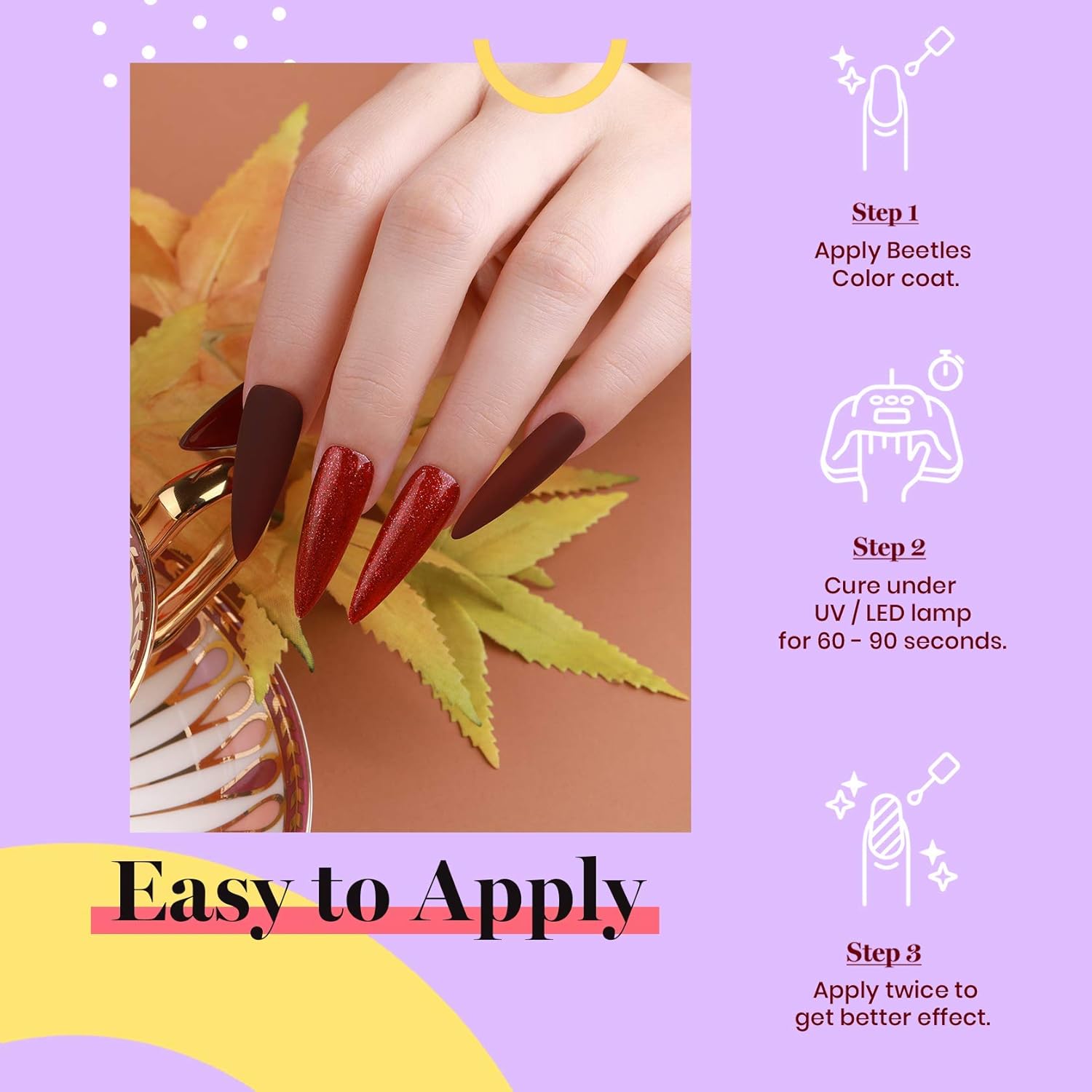 Beetles Burgundy Red Gel Polish – Blanchett Maroon Gel Nail Polish, 15ml Dark Plum Red Color UV Lamp Soak Off Manicure DIY at Home Nails Gifts for Women-BrightBean Baby