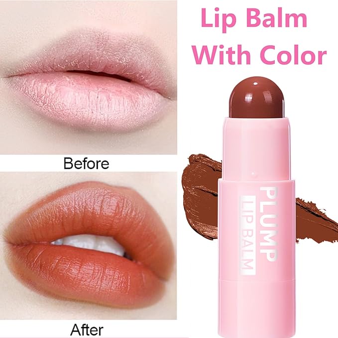 Tinted Lip Balm, Hydrating Colored Lip Balm , Moisturizing Lipstick for Women, Color Lip Plumper Balm,Lip Brightening for Dark Lips, Lip Tinted Moisturizer, Lip Moisturizer for Very Dry Lips, Reduce Lip Wrinkles, 4.8G/0.17Oz-BrightBean Baby