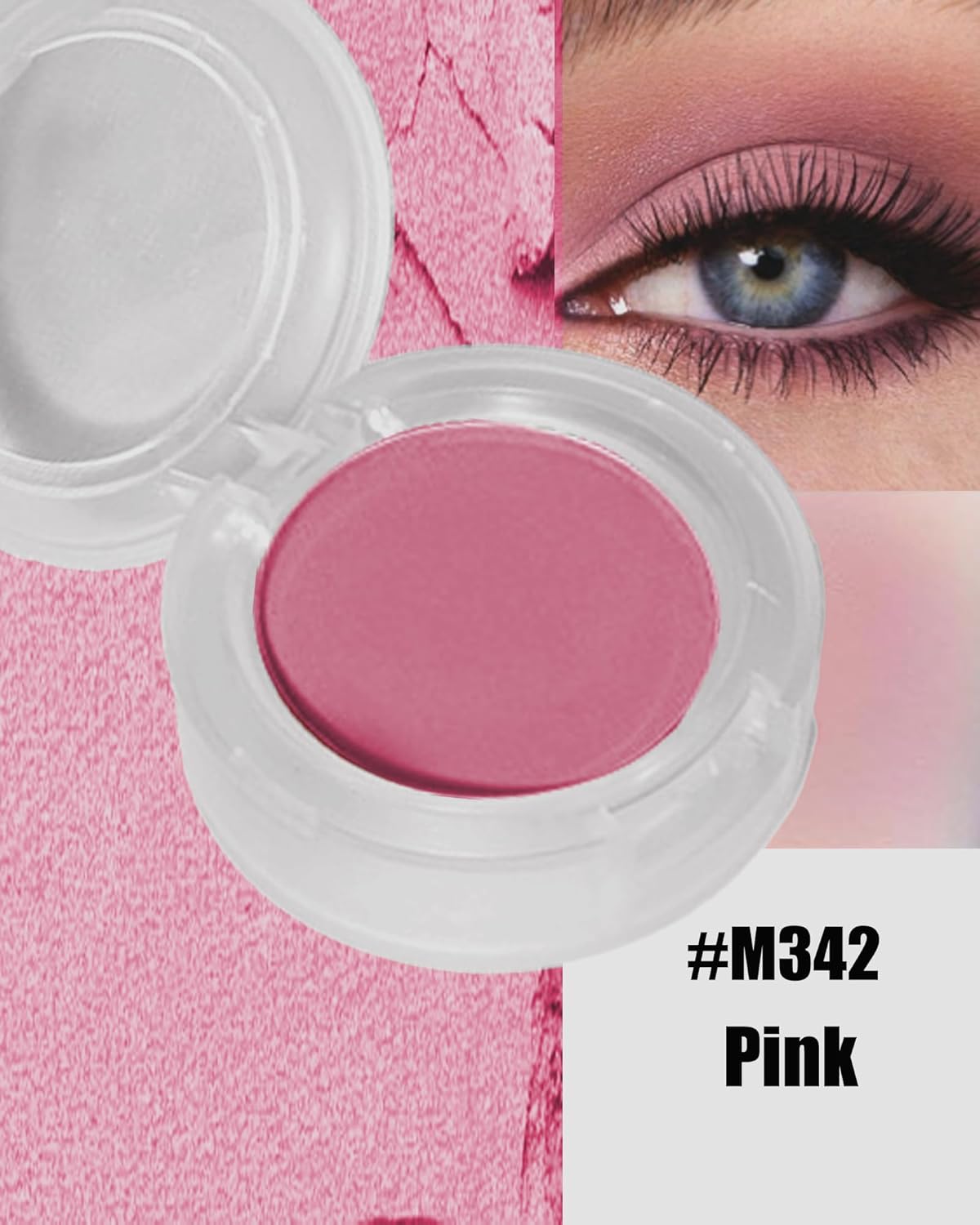 Single Matte Eyeshadow, Pink Eye Shadow Blush Palette Makeup,High Pigment Waterproof Nude Multiuse Pressed Eye Shadows Powder with Smooth Powder,Lightweight Blendable Formula for Daily Eye Look-342-BrightBean Baby