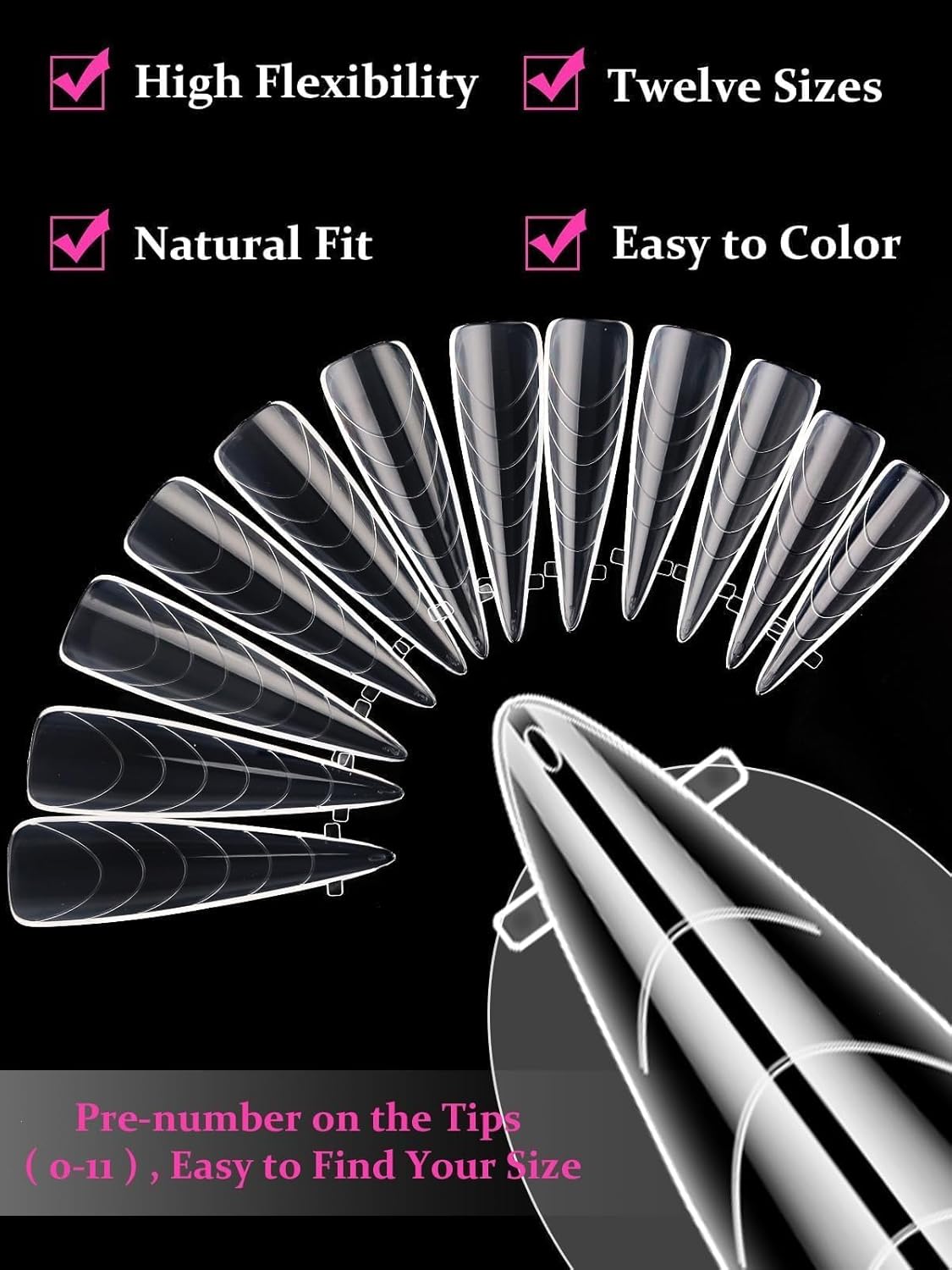 EBANKU Dual Nail Forms for Poly Extension Gel 120 PCS Structure Poly Nail Gel Stiletto Nail Tips for Builder Gel Solid Nail Gel Glue Nail Art Design Salon&DIY-BrightBean Baby