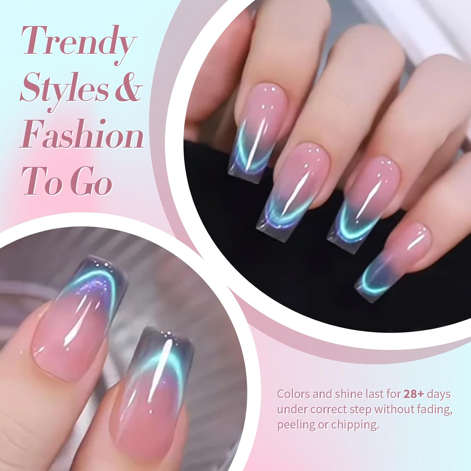 Born Pretty Cat Magnetic Eye Gel Nail Polish Rainbow Aurora Cat Magnetic Gel Polish Firefly Blue Purple Cat Magnetic Eye Gel Manicure Nail Art DIY 15ml-BrightBean Baby