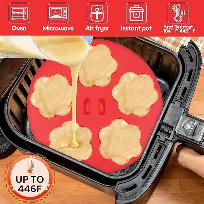 Silicone Air Fryer Muffin Pan Egg Bite Mold for Oven Baking,1 Pcs Mini Muffin Tins Cups Cake Pan Tray for Air Fryer Liners Basket Accessories Baking Muffin Cakes Pancake Quiche