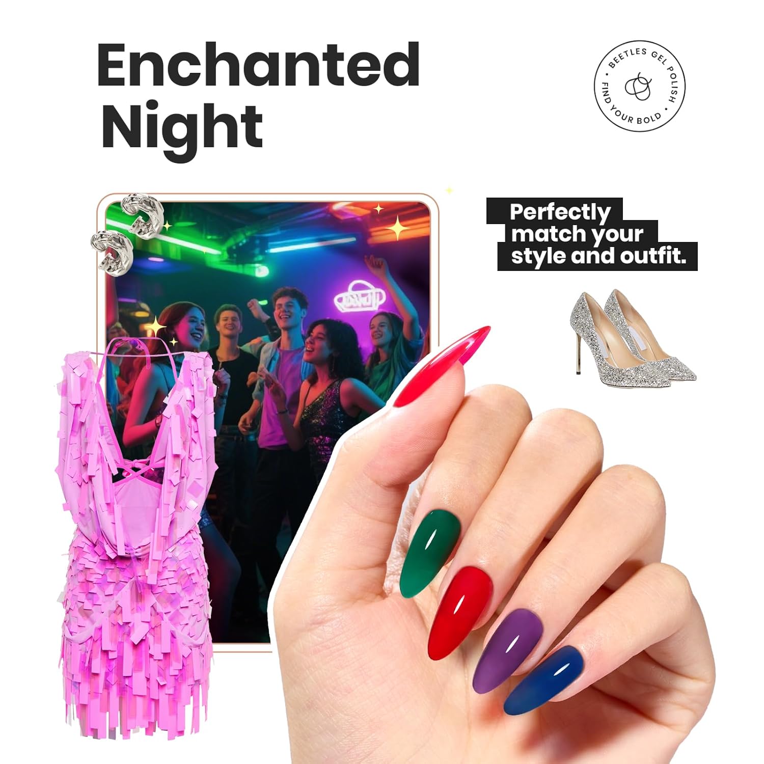 Beetles Christmas Nail Polish Set, 6 Colors Quick Dry Jelly Nail Polish Kit, Winter & Fall Sheer Jelly Syrup Nails Enchanted Night Gifts for Women Salon DIY Manicure Kit-BrightBean Baby