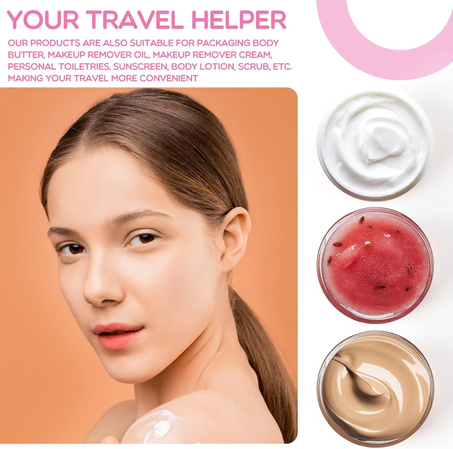 SATINIOR 100 Pcs Plastic Jars with Lids Small Containers Lids Wide Mouth Small Plastic Containers for Lotion Cream Rhinestones Body Butters Travel Storage(2 oz,Pink)-BrightBean Baby