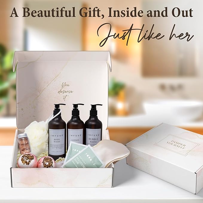 10-Piece Spa Gift Box for Women | Self-Care Set with Eye Mask, Loofa,Bath Bombs,Face Masks,Bubble Bath, Lotion, Body Wash & Bath Salt | Gift for Mom, Grandma, Wife, Bridesmaid or Loved Ones-BrightBean Baby