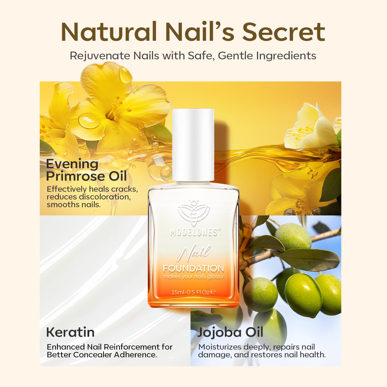 modelones Nail Strengthener Clear Gel Top Coat Nail Polish Cuticle Oil Pen Milky White Nail Repair for Damaged Nails Care Kit for Women 15 ml Ridge Filler for Growth-BrightBean Baby