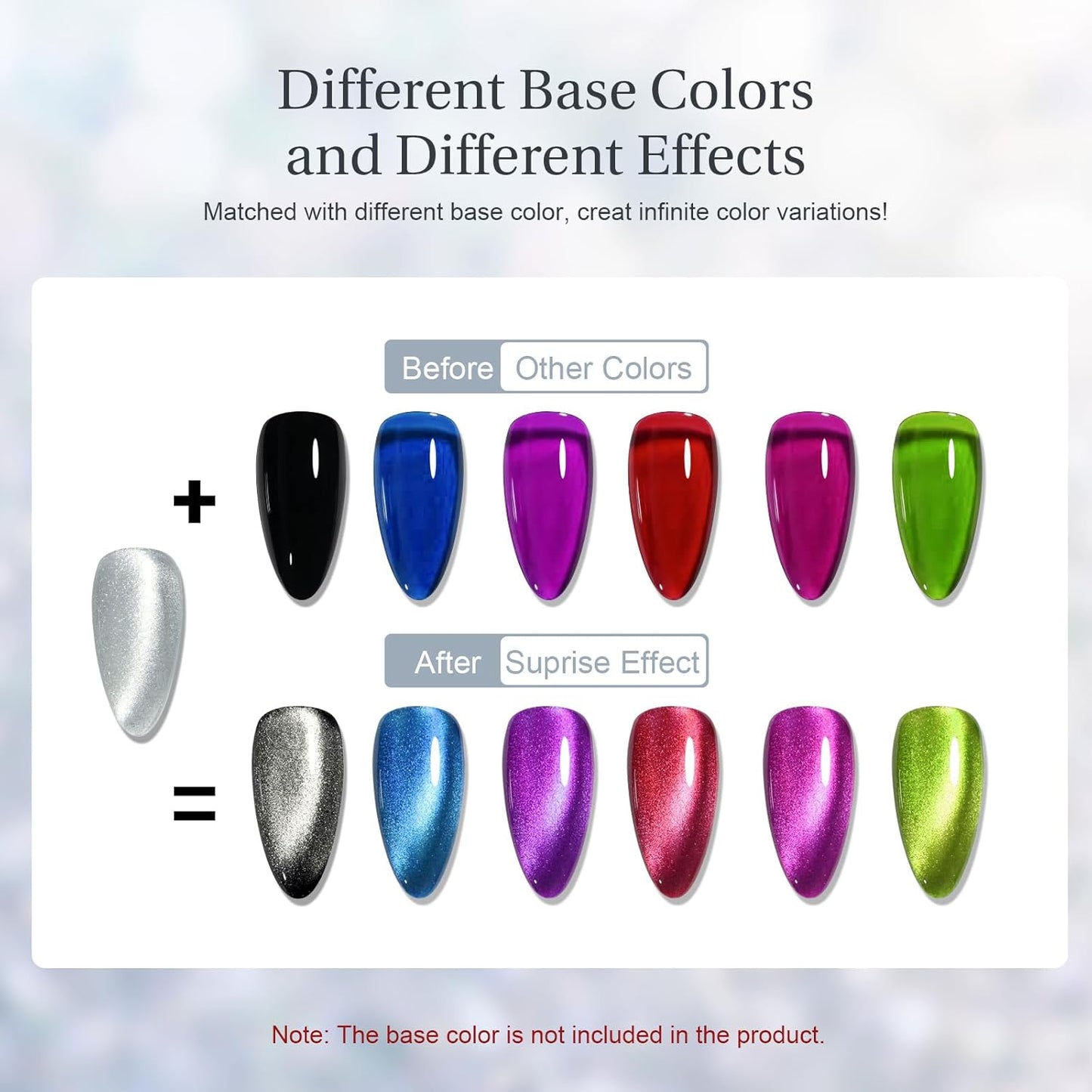 Cat Eye Gel Nail Polish with Magnet Stick, 15ml Glitter Holographic Nail Polish, Magnetic Effect Gel for Home DIY Manicure Gift, Silver Dust-BrightBean Baby