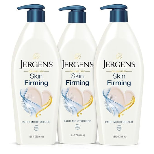 Jergens Skin Firming Body Lotion for Dry to Extra Dry Skin, Skin Tightening Cream with Collagen and Elastin, Dermatologist Tested, Hydralucence Blend Formula, 16.8 Oz, Pack of 3-BrightBean Baby