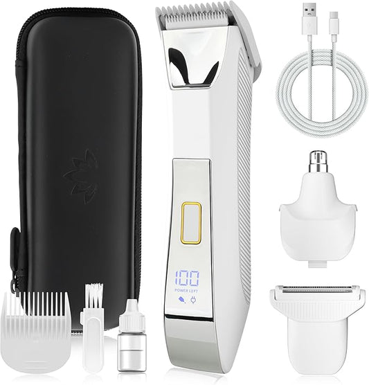 Karrte Women's Razors for Shaving Pubic Hair, 3-in-1 Wet & Dry Bikini Trimmer for Women's Private Area, Replaceable Ceramic Blade Head Electric Shaver with Travel Lock-BrightBean Baby